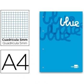 Bloc encolado liderpapel cuadro 5 mm azul A4 natural 100 hojas 100 g/m2.