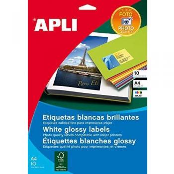 APLI 2924 - Etiquetas blancas calidad foto 99,1 x 57,0 mm 10 hojas