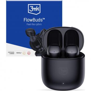 Auriculares In-ear Bluetooth 5.3 3mk FlowBuds Negros con Estuche de Carga, TWS, Función Táctil y Cancelación de Ruido, Duración de Batería 6.5h