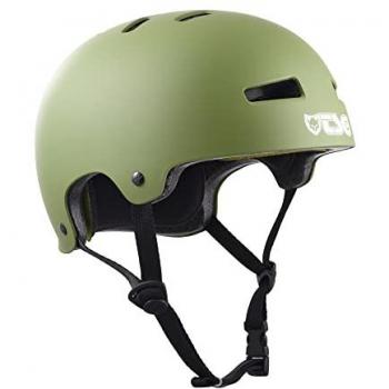 Casco TSG Evolution Solid Color Verde, tipo: Casco para monopatín y bicicleta, características: diseño unisex, acabado satinado en color oliva, tallas disponibles XXS/XS