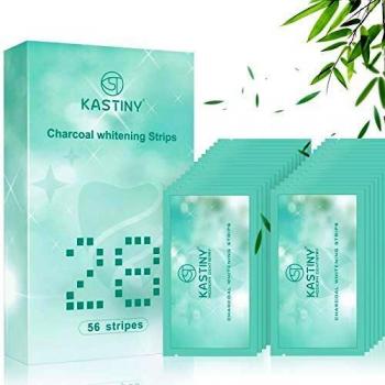 Blanqueador Dental, Kastiny 56PCS Activated Carbon Blanqueador De Dientes Tiras, Cinta Tiras Blanqueadoras Profesional, Elimina Eficazmente las Manchas Dentales Rebeldes