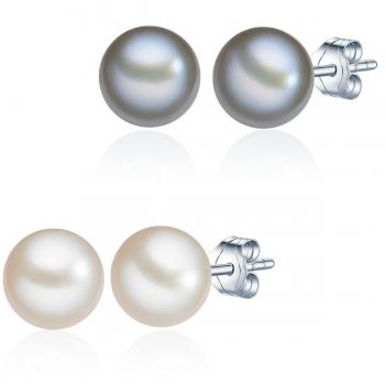 Pendientes de Perlas de Agua Dulce en Plata de Ley 925 - Set de Aretes para Dama