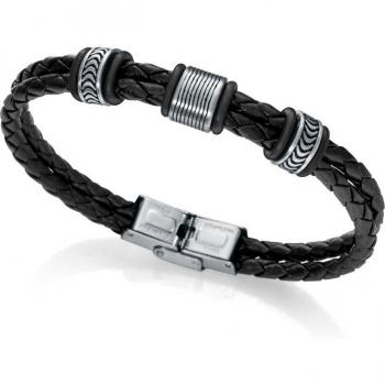Pulsera Viceroy Beat de acero y piel color negro