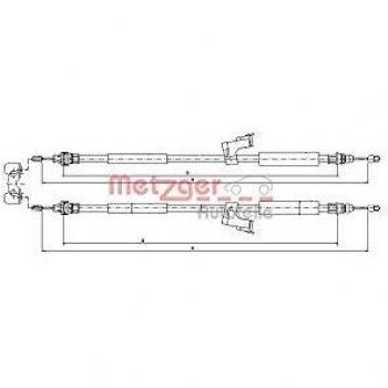 Metzger 10.8225 Cable de accionamiento, freno de estacionamiento