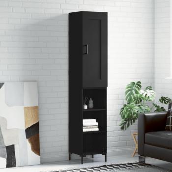 Aparador negro de madera multicapa 34,5x34x180 cm