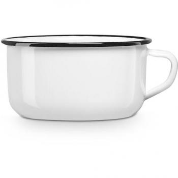 Taza de Café Camping Vintage Briebe 12cm Acero Esmaltado 0,65L Apta Fuego Blanco