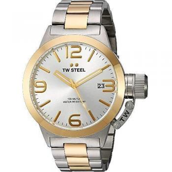 TW Steel Canteen Unisex Automatic Watch with Silver Dial Analogue Display and Silver Stainless Steel Bracelet CB36