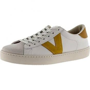 Victoria Berlin Leather Sneakers with Contrast Pieces and Suede Toe - Mustard & White, Size 37
