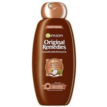 Garnier Original Remedies Champú Disciplinante con Aceite de Coco y Manteca de Cacao para Pelo Rebelde y Difícil de Alisar - 300 ml