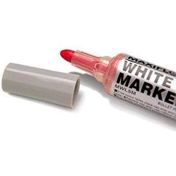 Marcador para Pizarra Blanca Pentel Maxiflo MWL5M, Punta Redonda 2,5mm, Color Rojo, Regulación de Flujo de Tinta