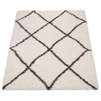 Alfombra Salón Pelo Largo Shaggy Motivo Escandinavo Crema Gris 120x160 cm