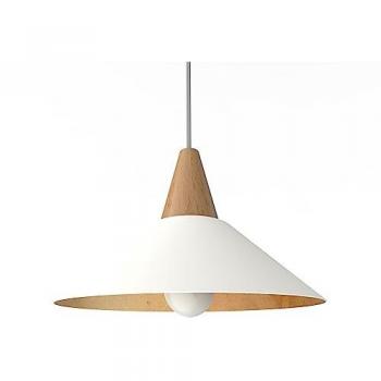 Lámpara de Techo Funnel 25 cm Blanco Mate con Hoja Dorada, E27, Máx 42W, Metal y Madera, Eficiencia Energética A++