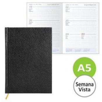 Agenda 2024 encuadernada Liderpapel Corfu A5 semana vista color negro papel 60 gr