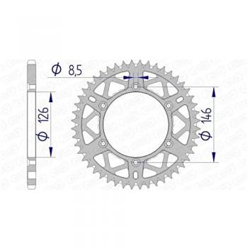 Corona de aluminio Ultra-Light antibarro AFAM 15203 - 50 dientes, paso 520, compatible con Suzuki DR-Z 400 E (2000-2004), RM 125 (2004-2011), RM 250 (