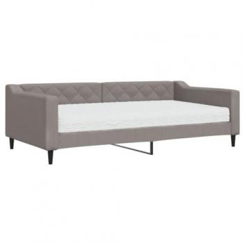 Sofá cama con colchón tela gris taupe 100x200 cm