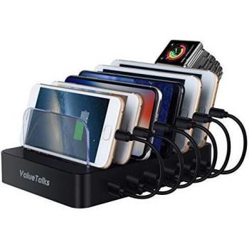 Valuetalks estacion de carga 6 puertos con base de carga para huawei galaxy phone movil y tabletazincluido 6 cables para cargaz