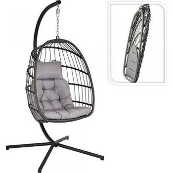Koopman Columpio ovalado colgante de luna o pera (silla plegable luna, gris