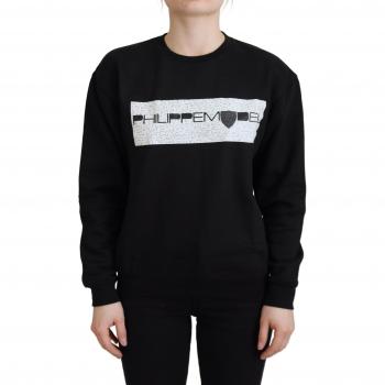 Philippe Model Black Printed Long Sleeves Pullover Sweater - IT38|XS, Female, Size: 2XS, Elegant Cotton Sweater with Print