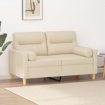 Sofá de 2 plazas con cojines tela color crema 120 cm vidaXL