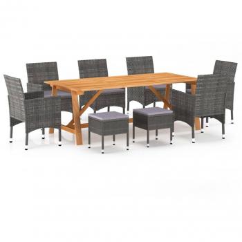 Juego de comedor para jardín de 9 piezas gris