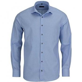 ETERNA Hombre Modern fit houndstooth long-sleeved shirt light blue 45 normal