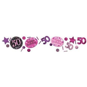 amscan- Confeti de 50 cumpleaños, Color Rosa, 3, 34 g, 1 Unidad