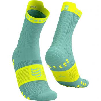 Compressport Pro Racing Socks V4.0 Trail Azul cielo, calcetines de compresión para trail running, color azul cielo, versión 4.0, diseño técnico y transpirable, soporte en el arco del pie, amortiguación en