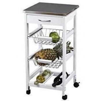 Kit Closet 7040028014 - Carro de cocina 1 puerta + cajón, inox/blanco, 37 x 37 x76
