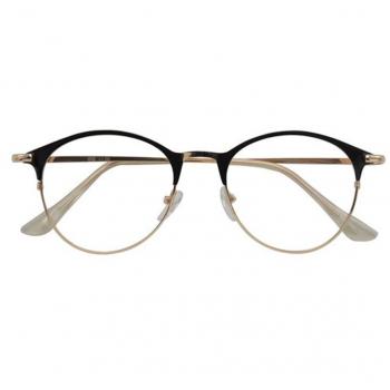 Croon Janis Shiny Black/Gold Men's Eyeglasses Black Size +1.00 (Frame Only) - Blue Light Block Available