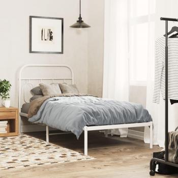 Cabecero de metal blanco con estructura de cama 90x190 cm Vidaxl