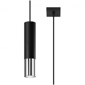 Lámpara de Techo LOOPEZ 1 Luz GU10 Acero Cromado y Negro Suspensión Ajustable Hasta 100cm
