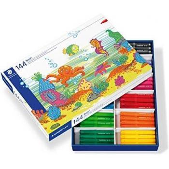 STAEDTLER Noris Club 340 C144. Rotuladores jumbo de colores. Caja con 144 marcadores infantiles de 12 colores variados.