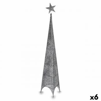 ?rbol de Navidad Torre Estrella Plateado Metal Plástico 34 x 154 x 34 cm (6 Unidades) - Bixoto.com