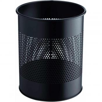 Papelera Durable 3310-01 Metálica Redonda 15 Litros Color Negro
