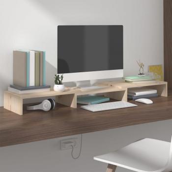 Soporte para monitor de madera maciza de pino 80x24x10,5 cm