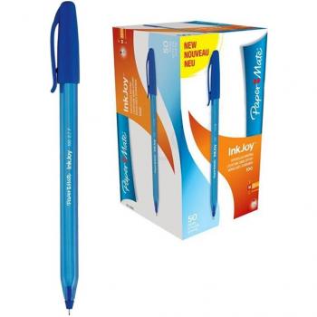 Paper Mate S0957130 - Bolígrafo con capuchón, punta media de 1 mm, caja de 50, color azul