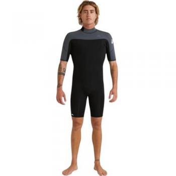 Traje de neopreno Quiksilver Everyday Sessions 2/2mm manga corta gris negro con cremallera trasera, neopreno STRETCHFlight ECO