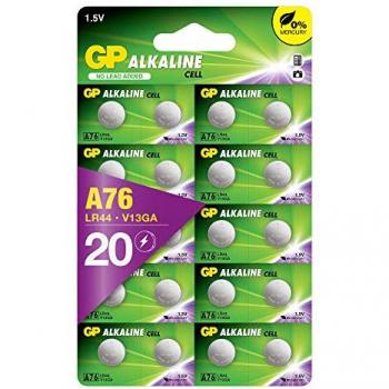 Pilas Alcalinas LR44 A76 AG13 - Paquete de 20 Unidades | GP Extra - Larga Duración, Tecnología Anti-fugas, Rendimiento Elevado