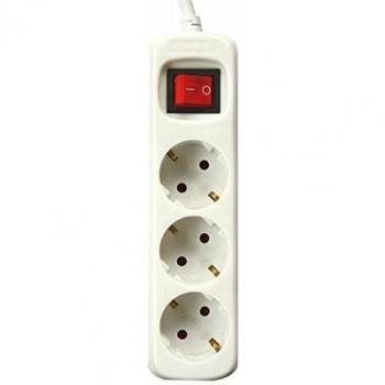 Silver Electronics 9637 Regleta Tomas con Interruptor, Blanco, 3 Enchufes / 3 metros
