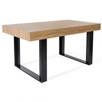 Mesa de Comedor Rectangular Phoenix para 6 Personas en Madera y Negro 160 cm