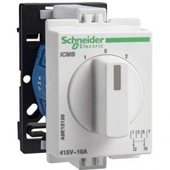 Schneider Electric A9E15120 iCMB Conmutador Rotatorio Bipolar con Retorno a Cero, Acti9, 10A, 2P, 415VCA, Blanco