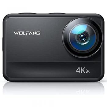 WOLFANG Cámara Deportiva GA400 4k 60FPS, 8M Barebones Cámara Deportiva con Pantalla Táctil Resistente al Agua 40m Cámara Subacuática WiFi Webcam Videocámara EIS Shakeproof cámara de Casco