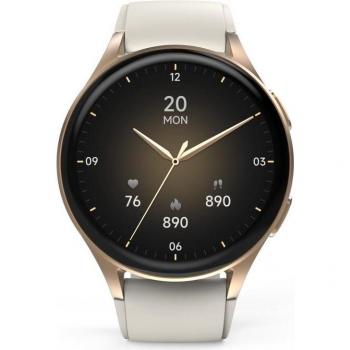 Hama Smartwatch 8900 GPS AMOLED 1.3 Oro/Beige, IP68, Monitor de Frecuencia Cardíaca, Función de Teléfono