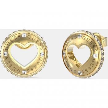 Guess - Pendientes Rolling Hearts de acero inoxidable con cristales brillantes