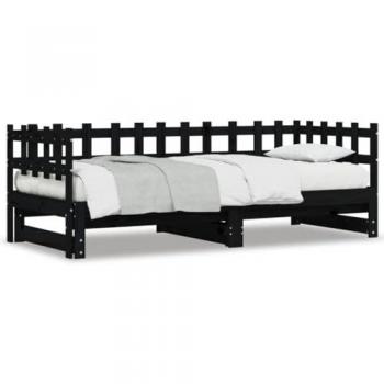 Sofá cama extraíble de madera maciza de pino negro 2x(90x190) cm