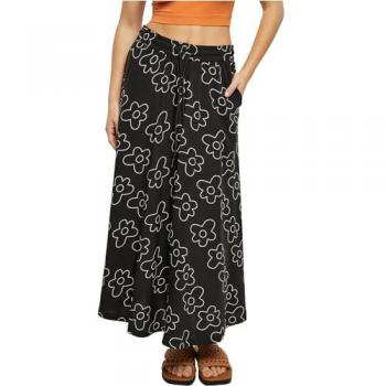 Urban Classics Women's Blackflower Viscose Midi Skirt