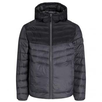 Jack & Jones Men's Quilted Puffer Jacket with Hood - Grey - Size S