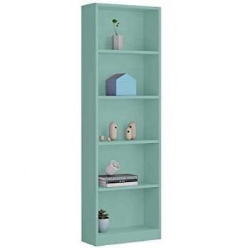 Habitdesign Estantería Juvenil 6 baldas, Librería Vertical, Modelo I-Joy, Acabado en Color Verde Acqua, Medidas: 180 cm