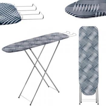 Tabla de Planchar Kadax 104 x 30 cm, Plegable, con Funda de Algodón Extraíble, Soporte para Plancha, Patas Antideslizantes y Altura Regulable
