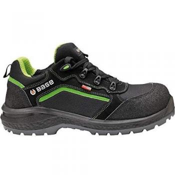 Base Protection, BE-Powerful Calzado de Seguridad para Hombres y Mujeres, Negro y Verde, Talla 42